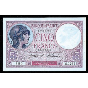 5 FRANCS - Violet - Caissier Principal - 1917-1933 - Etat SUP