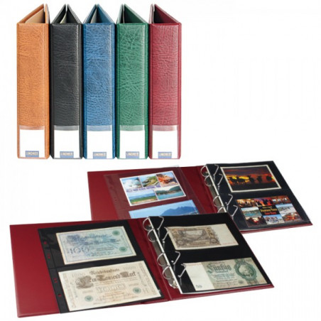 LINDNER-Album luxe de collection pour cartes postales/billets de banque avec 20 feuilles à  2 poches utilisables recto-verso