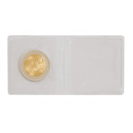 Étuis  numismatiques doubles en pvc, à  plier, format 100 x 50 mm, paquet de 100