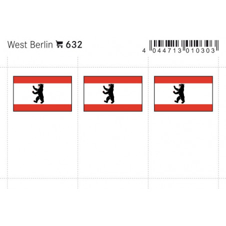 Drapeaux: Berlin Ouest, 24 x 38 mm, paquet de 6