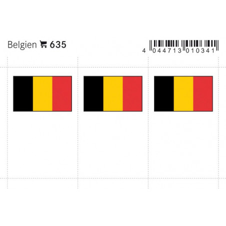 Drapeaux: Belgique, 24 x 38 mm, paquet de 6