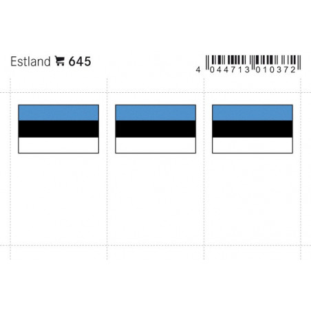 Drapeaux: Estonie, 24 x 38 mm, paquet de 6