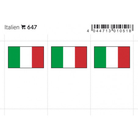 Drapeaux: Italie, 24 x 38 mm, paquet de 6