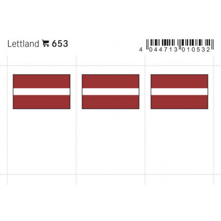 Drapeaux: Lettonie, 24 x 38 mm, paquet de 6