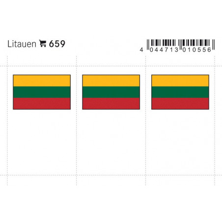 Drapeaux: Lituanie , 24 x 38 mm, paquet de 6