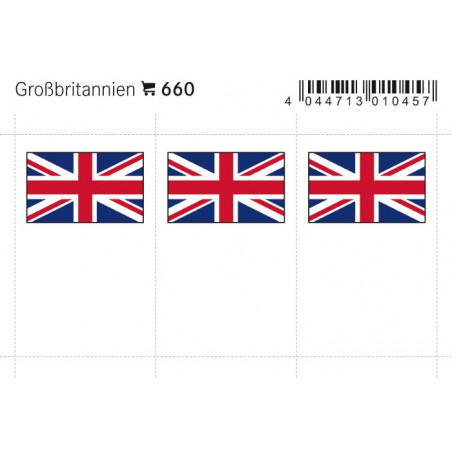 Drapeaux: Grande Bretagne, 24 x 38 mm, paquet de 6