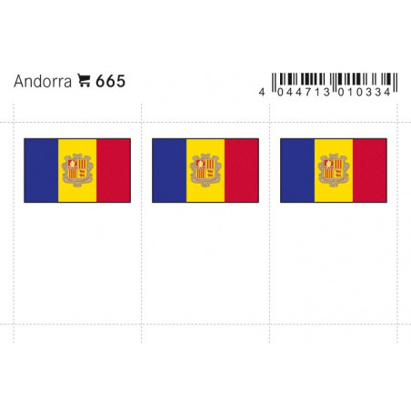 Drapeaux: Andorre, 24 x 38 mm, paquet de 6