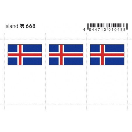 Drapeaux: Islande, 24 x 38 mm, paquet de 6