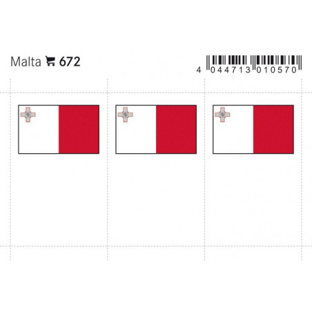 Drapeaux: Malte , 24 x 38 mm, paquet de 6