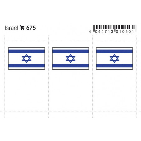 Drapeaux: Israà«l, 24 x 38 mm, paquet de 6
