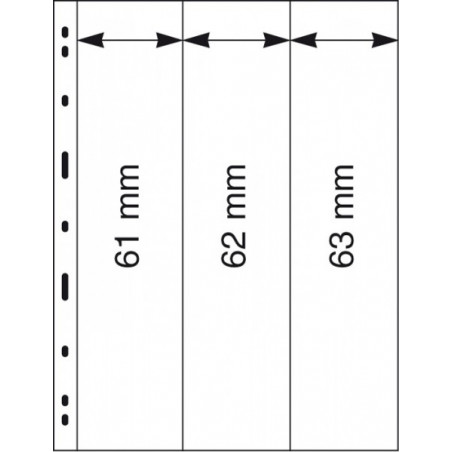 UNIPLATE Feuilles à  3 bandes verticales (61 mm, 62 mm  et 63 mm), noires,  paquet de 5