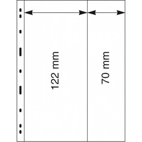 UNIPLATE Feuilles à  2 bandes verticales (122 mm et 70 mm), transparentes,  paquet de 5