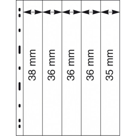 UNIPLATE Feuilles à  5 bandes verticales (38 mm, 36 mm et 35 mm), transparentes,  paquet de 5