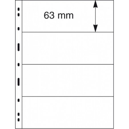 UNIPLATE Feuilles à  4 bandes (63 mm), transparentes,  paquet de 5