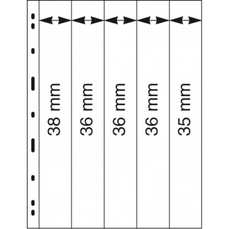 UNIPLATE Feuilles à  5 bandes verticales (38 mm, 36 mm  et 35 mm), noires,  paquet de 5