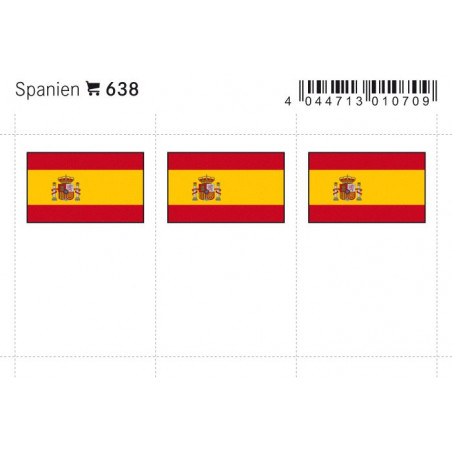 Drapeaux: Espagne, 24 x 38 mm, paquet de 6