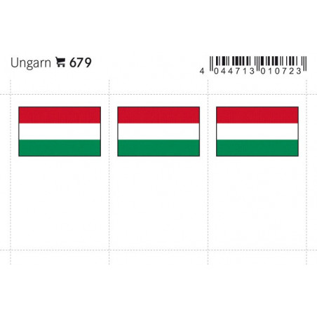 Drapeaux: Hongrie, 24 x 38 mm, paquet de 6