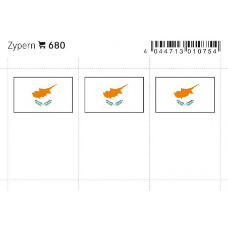Drapeaux: Chypre, 24 x 38 mm, paquet de 6