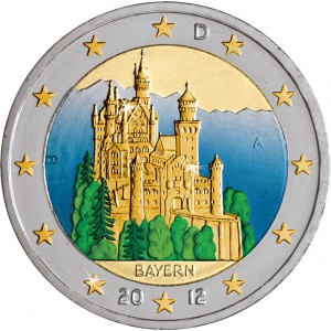 ALLEMAGNE 2012 - 2 EUROS COMMEMORATIVE COULEUR DORURES OR FIN 24 CARATS