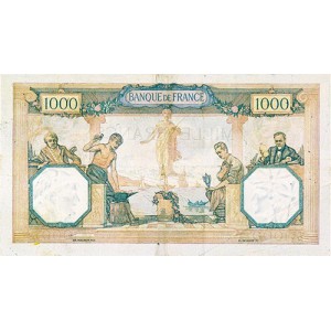1000 FRANCS - Ceres et Mercure - Caissier Principal - 1927-1937 - Etat SUP