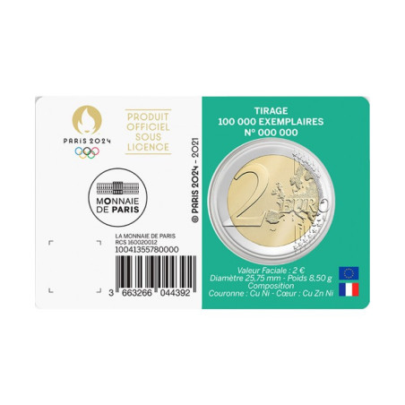 2€ coincard France 2021 - Jeux Olympique Paris 2024