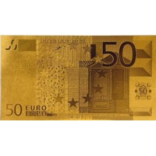 REPRODUCTION BILLET 50 EUROS - DORE OR 24 CARATS