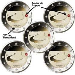 Allemagne 2025 - 2 euro commémorative x 5– Saarland (les 5 ateliers A, D, F, G et J)