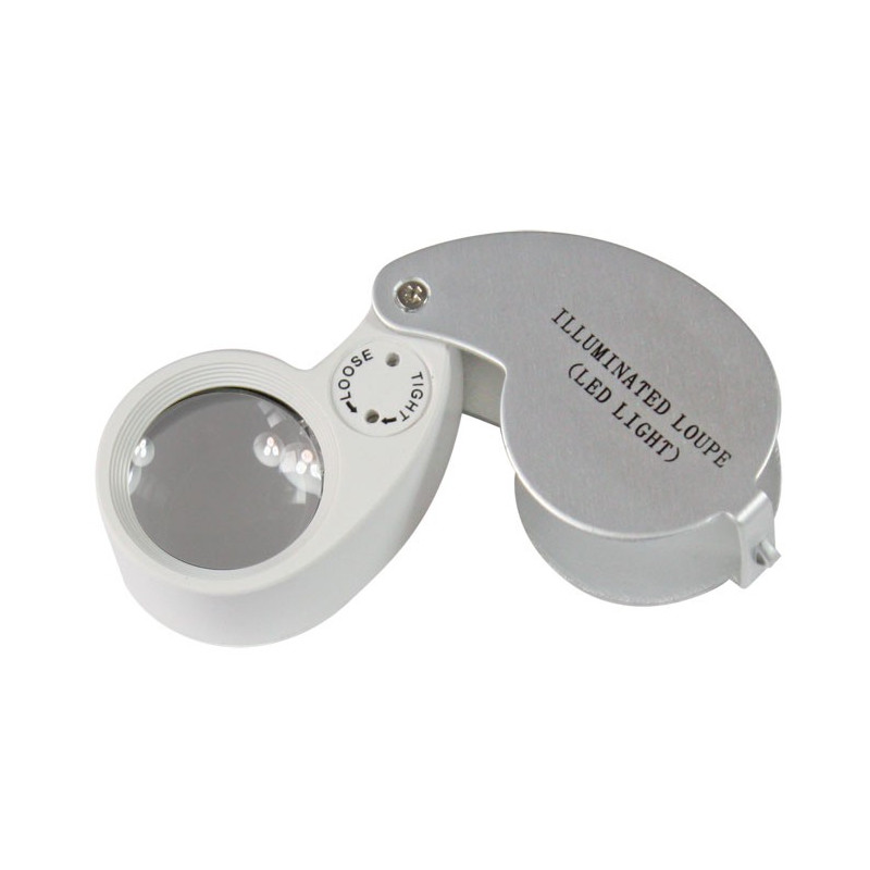 Loupe à  clapet avec éclairage LED, grossissement 10x