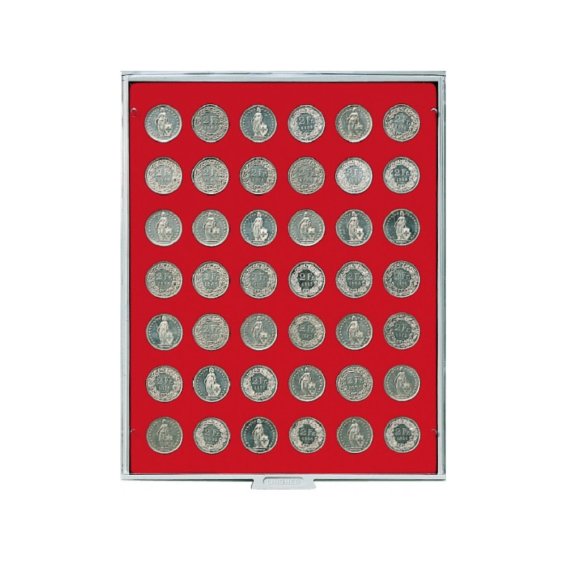 Box monnaies STANDARD à  42 alvéoles ronds pour monnaies Ø 27,5 mm, par ex. pour monnaies 5 Euro-Allemagne