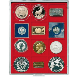 Box monnaies STANDARD à  12 alvéoles carrés pour monnaies/capsules jusqu'à  Ø ext. 66 mm