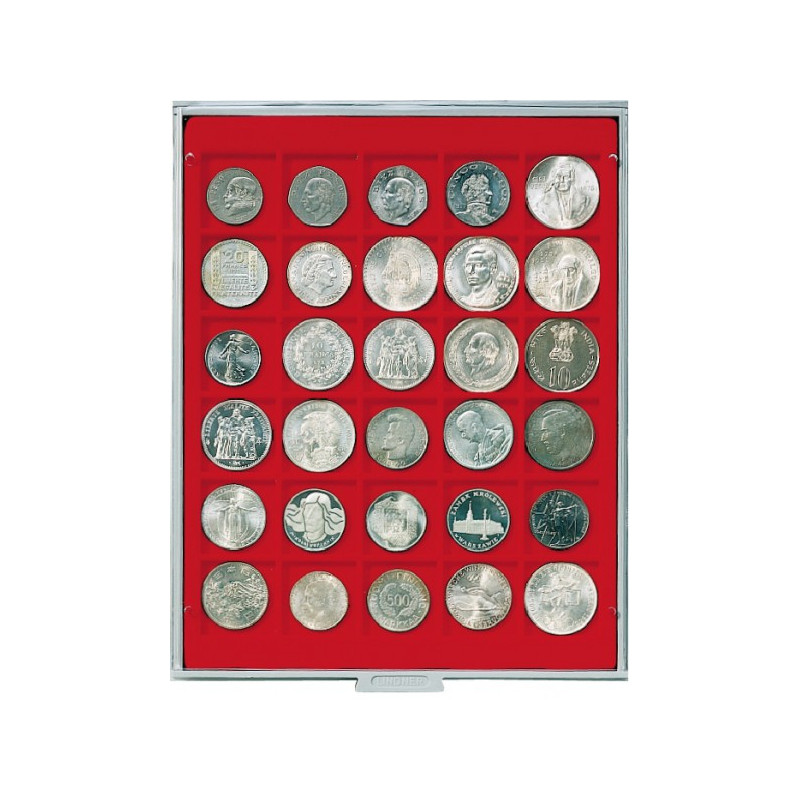 Box monnaies STANDARD à  30 alvéoles carrés pour monnaies/capsules jusqu'à  Ø38 mm