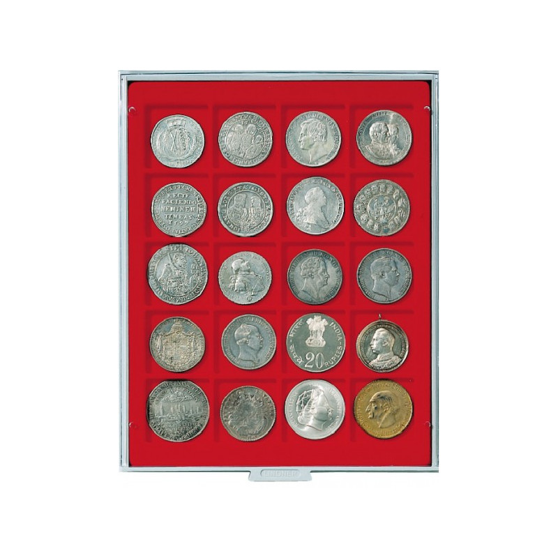 Box monnaies STANDARD à  20 alvéoles carrés pour monnaies/capsules jusqu'à   Ø 47 mm