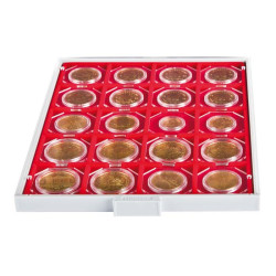 Box monnaies STANDARD à  20 alvéoles carrés pour étuis numismatiques 50x50 mm/capsules CARRÉE/OCTO