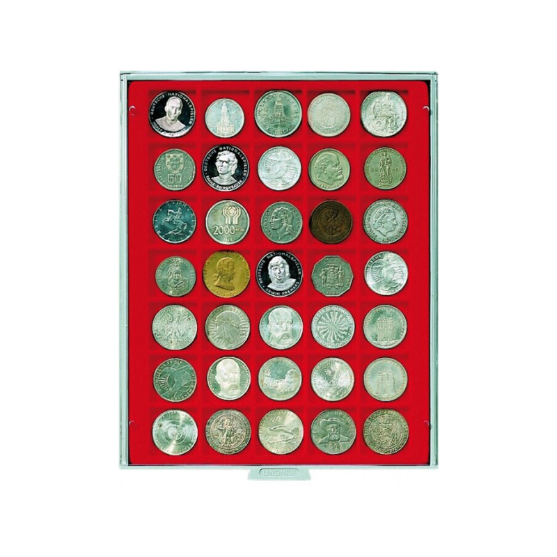 Box monnaies STANDARD à  35 alvéoles carrés pour monnaies/capsules jusqu'à  Ø 36 mm