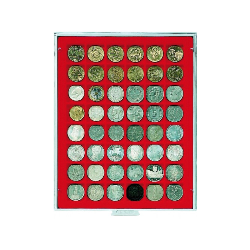 Box monnaies STANDARD à  48 alvéoles carrés pour monnaies/capsules jusqu'à  Ø 30 mm