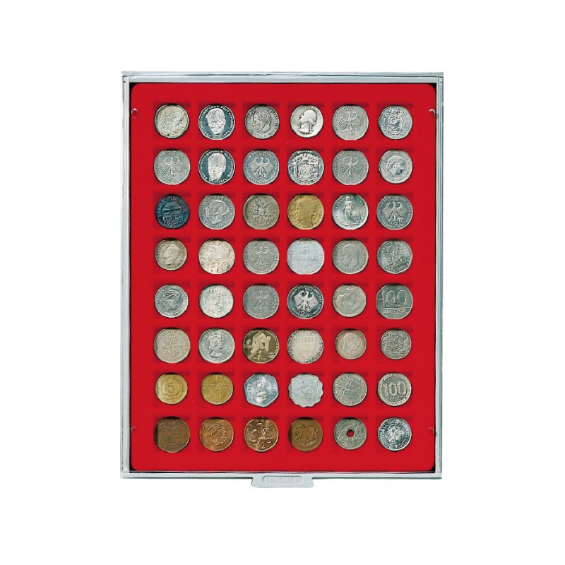 Box monnaies STANDARD à  48 alvéoles carrés pour monnaies/capsules jusqu'à  Ø 28 mm