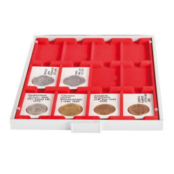Box monnaies STANDARD à  12 alvéoles rectangulaires pour étuis REBECK COIN L 75x50 mm
