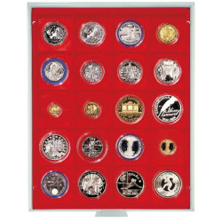 Box monnaies STANDARD à  20 alvéoles carrés pour Inletts box monnaies LINDNER 51x51 mm