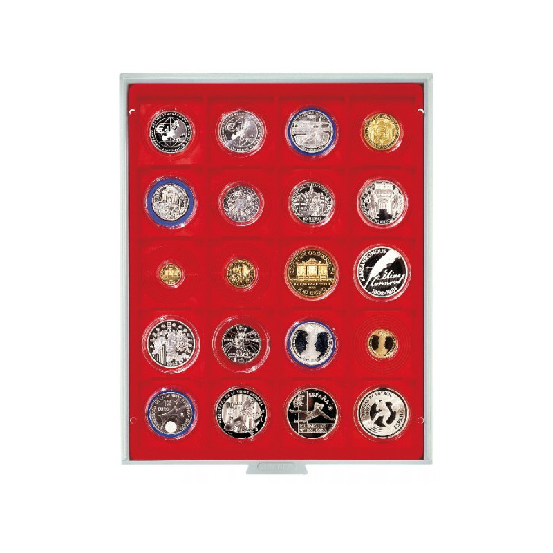 Box monnaies STANDARD à  20 alvéoles carrés pour Inletts box monnaies LINDNER 51x51 mm