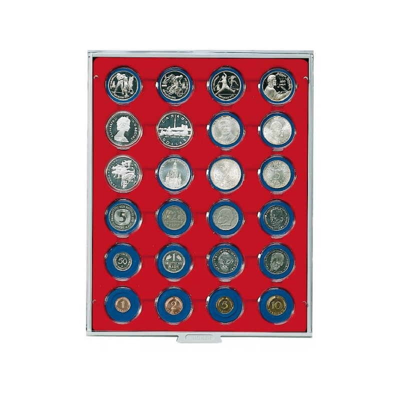 Box monnaies STANDARD à  24 alvéoles ronds pour capsules Ø ext. 41 mm