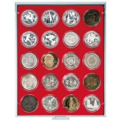 Box monnaies STANDARD à  20 alvéoles ronds  pour capsules Ø ext. 48 mm
