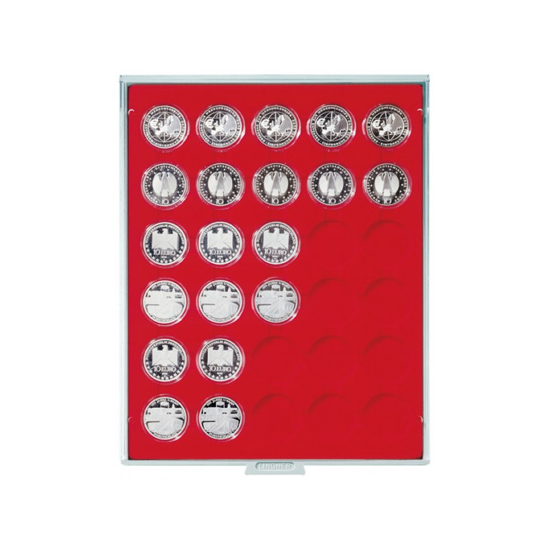 Box monnaies STANDARD à  30 alvéoles ronds pour capsules Ø ext. 37,5 mm, par ex. pour 20 Euro-/10 Euro Argent Allemagne BE so