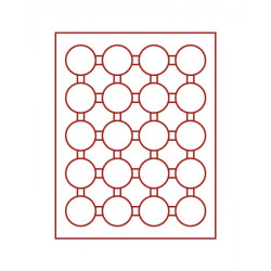 Box monnaies FUMÉ à  20 alvéoles ronds pour capsules Ø ext. 46 mm et petites capsules box monnaies LINDNER  avec cercles de m