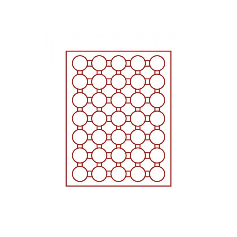 Box monnaies FUMÉ à  35 alvéoles ronds pour capsules Ø ext. 36 mm