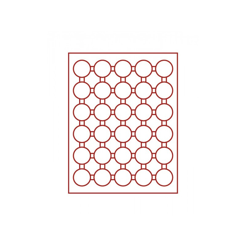 Box monnaies FUMÉ à  30 alvéoles ronds pour capsules Ø ext. 39,5 mm, par ex. pour 20 Euro-/10 Euro-Argent Allemagne sous caps