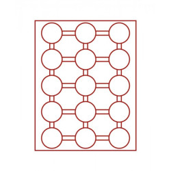 Box monnaies FUMÉ à  15 alvéoles ronds pour capsules Ø ext. 51 mm