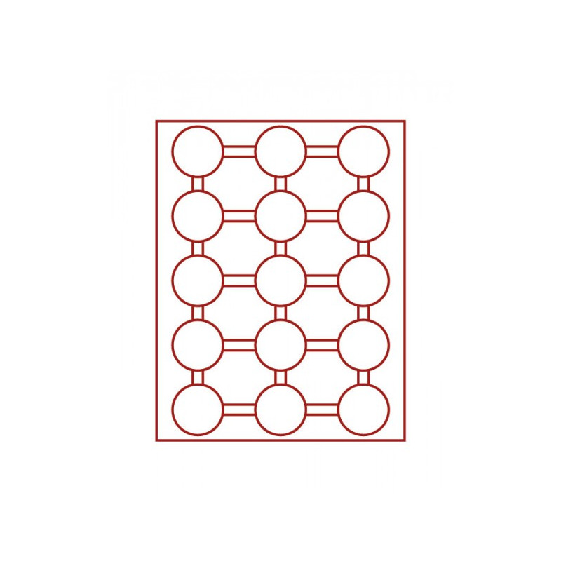 Box monnaies FUMÉ à  15 alvéoles ronds pour capsules Ø ext. 51 mm