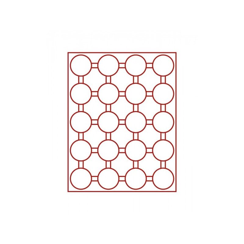 Box monnaies FUMÉ à  20 alvéoles ronds  pour capsules Ø ext. 48 mm