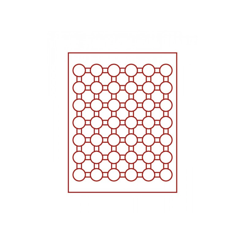 Box monnaies FUMÉ à  42 alvéoles ronds pour capsules Ø ext. 29,5 mm