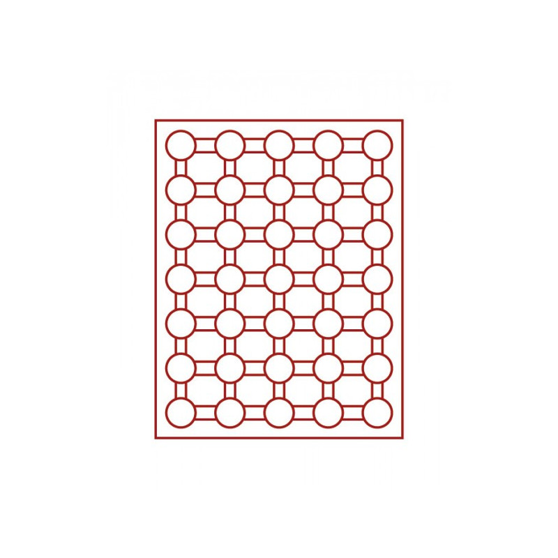 Box monnaies FUMÉ à  35 alvéoles ronds pour capsules Ø ext. 32 mm, par ex. pour 2 Euro sous capsules LINDNER